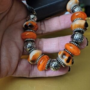 Paparazzi Orange and Silver Beaded Bracelet